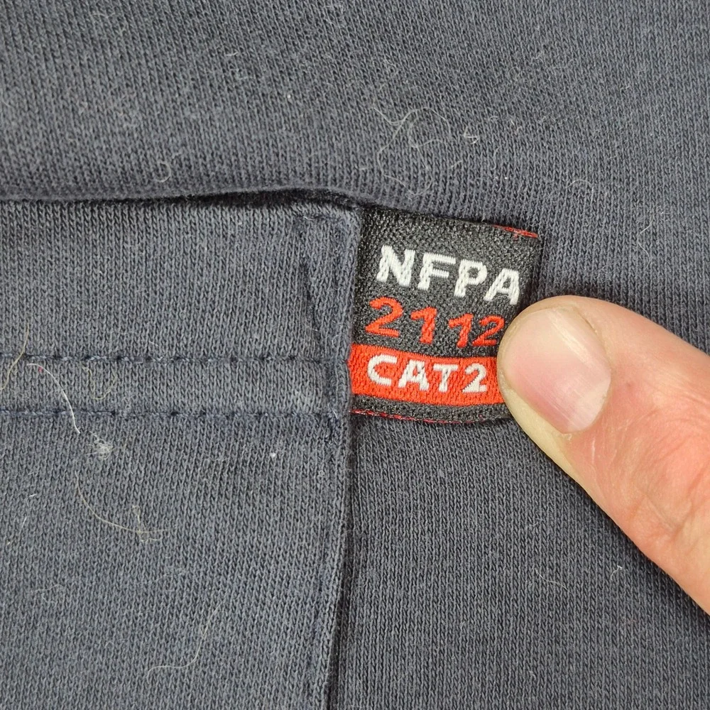 Forge FR Henley‎ Shirt Mens Large Navy Blue Flame Resistant Workwear NFPA 2112